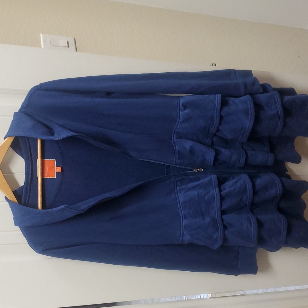 MODCLOTH Dark Blue Layered Sweater Long XL Zip Hoodie